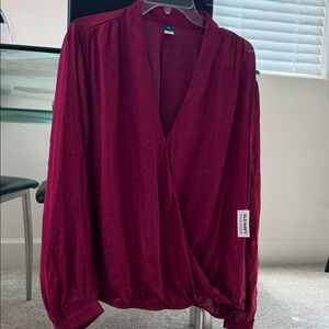 Old Navy Deep Red Wrap Blouse